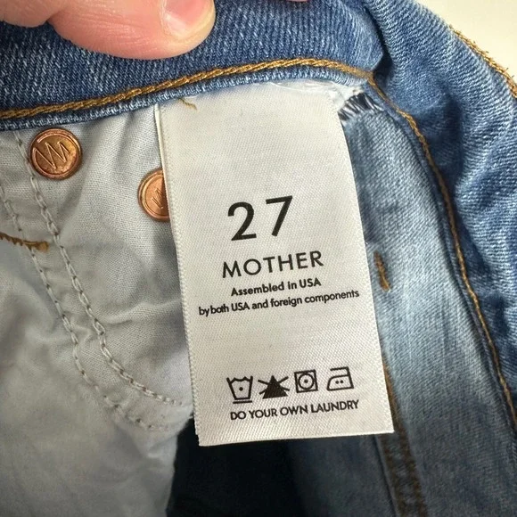 Mother Huffy Flood Jeans Blue Womens Size 27 Crop Flare Stretch Denim USA Made - Picture 7 of 14